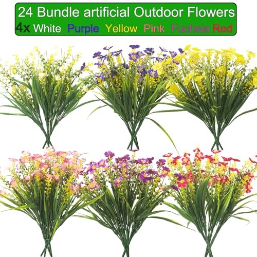 Grunyia 24 Bundles Artificial Faux Flowers Outdoor Plants for Autumn 24mix gallery
