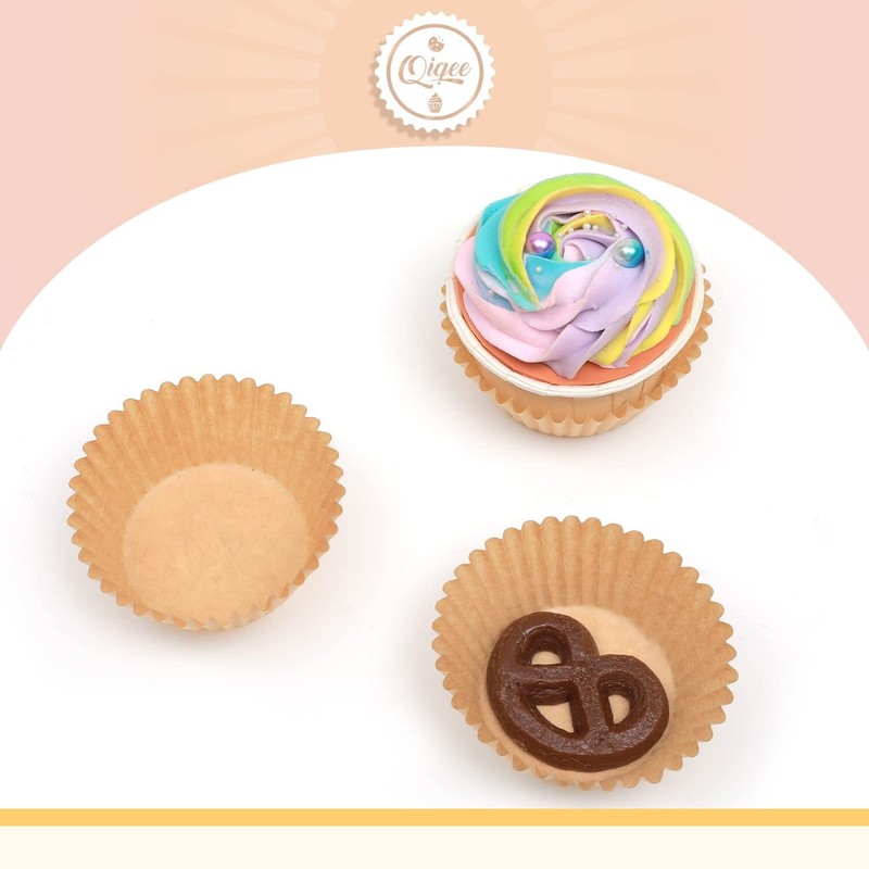 300 Pack Jumbo Cupcake Muffin Liners Greaseproof Large Brown Baking Cups gallery