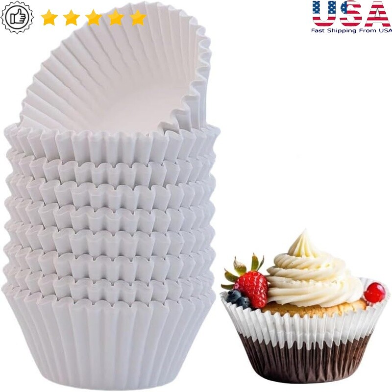 200pcs White Cupcake Liners Greaseproof Muffin Cups Baking Party Wedding New