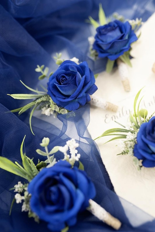 Ansofi Royal Blue Set Of 6 Boutonniere For Best Men Groom Groomsmen Buttonholes gallery