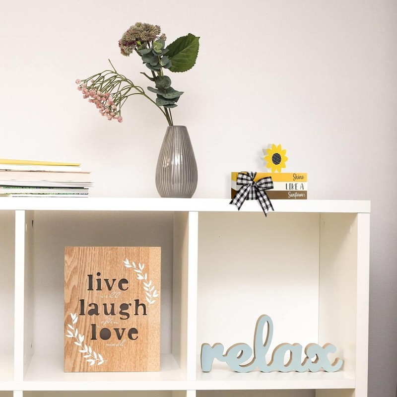 Sunflower Tiered Tray Decor Mini Decorative Books Wood Faux Books with a Truck W gallery