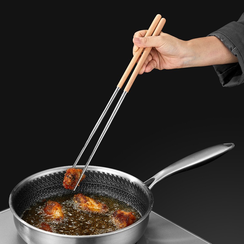 1Pair Stainless Steel Long Chopsticks Cook Noodles Deep Fried Hot Pot Chopsticks gallery