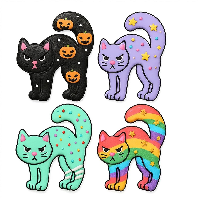 Angry Cat Cookie Cutter & Stamp 4x3" for Baking Fondant Clay for Cat Lovers gallery