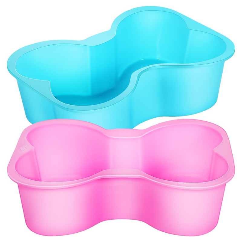 2Pcs Assorted Color Silicone Dog Birthday Cake Pan Bone Shape Mold for Baking