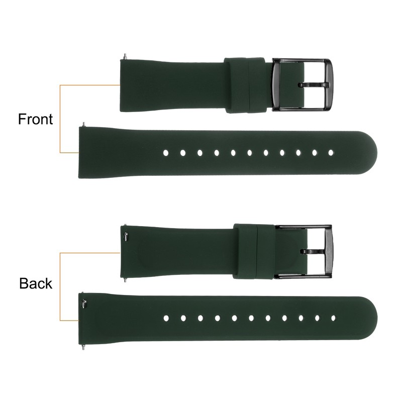 Silicone Watch Strap 22mm Quick Release Clasp Black Dark Green gallery