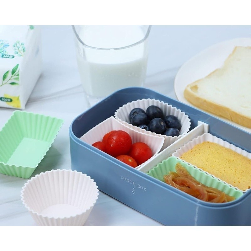 Silicone Muffin Cups Non-Stick Reusable Baking Liners Bento Box Dividers New gallery