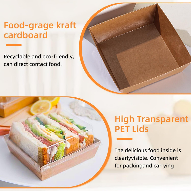 Charcuterie Boxes with Clear Lids, 5.32 X 4.92 X 2.36 Inch Dessert Boxes, Square gallery