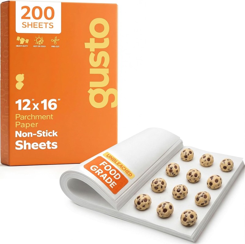 [12 x 16 Inch – 200 Count] Pre-Cut Parchment Paper Baking Sheets,