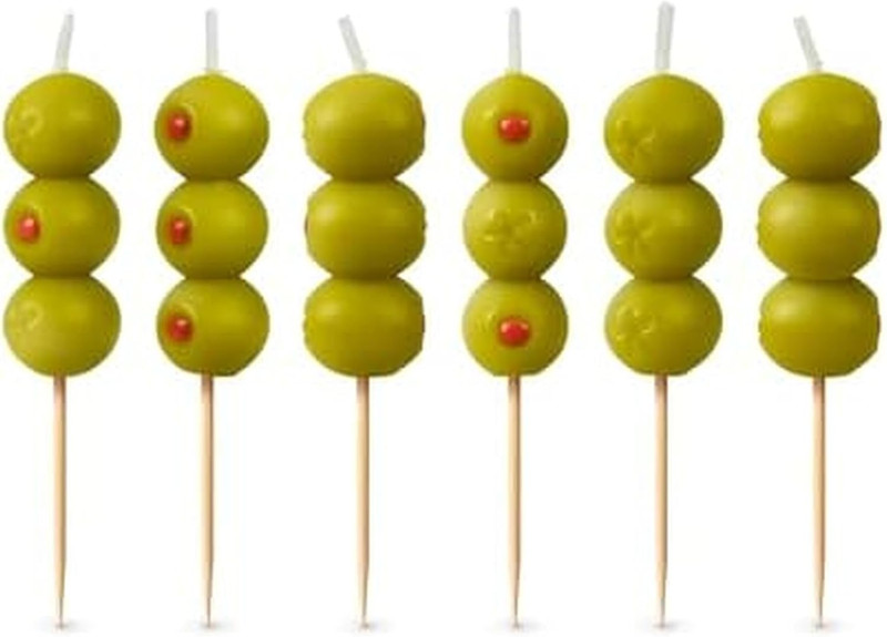 Cocktail Party Olive Birthday Candles – Set of 6 Martini Olive Celebration Candl gallery
