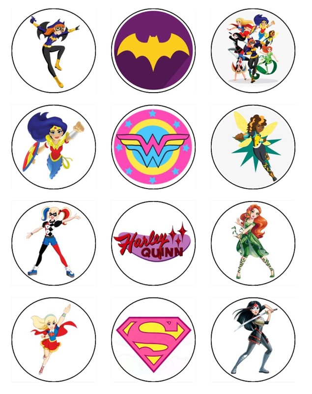 DC Superhero Girls Edible Cupcake Toppers Icing Birthday Decorations (2 Sizes)