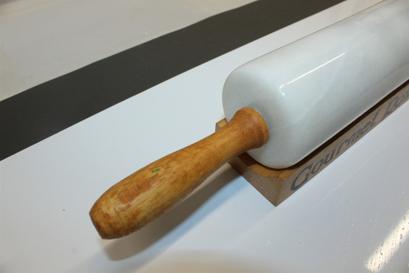 Vintage Solid Marble Rolling Pin With Gourmet Bamboo Stand gallery
