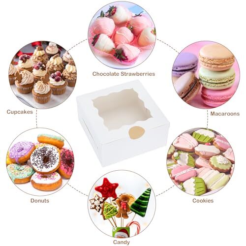 30 Pcs Bakery Boxes with Window 6"x6"x3" Paperboard Treat Boxes White gallery