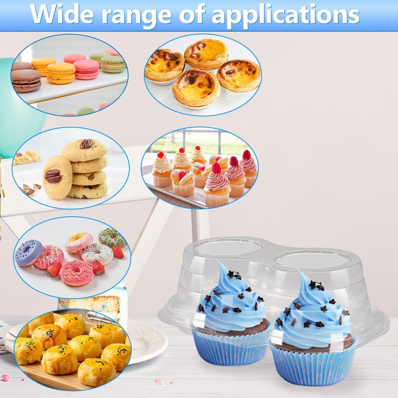 25 Pack Cupcake Boxes, Disposable 2-Compartment Cupcake Carrier Holder with L... gallery