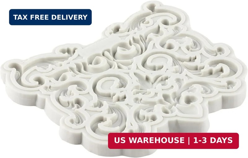 Baroque Fondant Mold Curlicues Scroll Lace Silicone Molds Filigree Mold 3D Sculp gallery