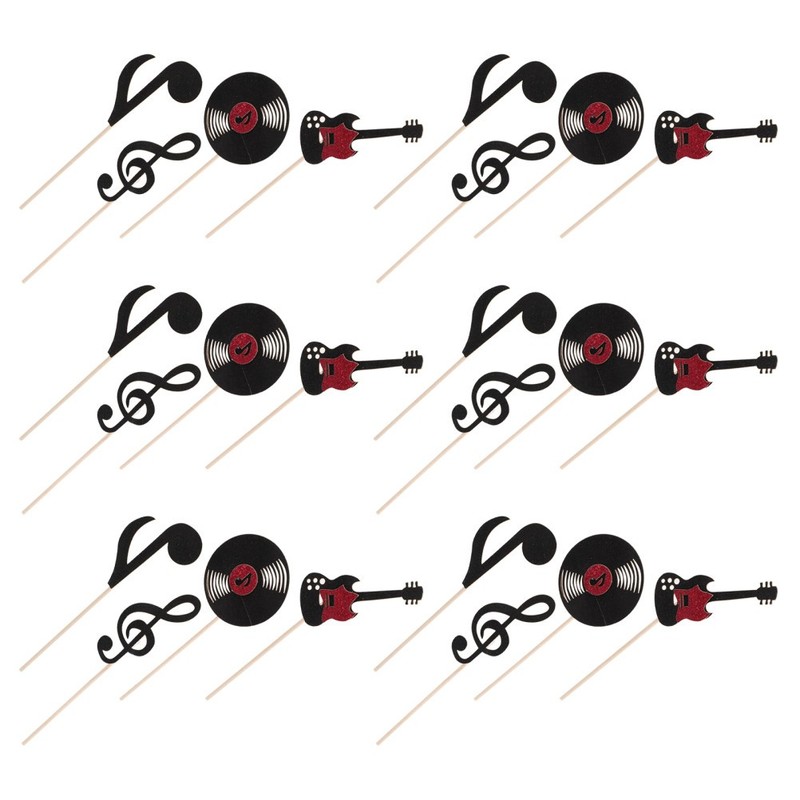 24 Pcs Music Party Decoration Notes Cupcake Toppers Drink Birthday