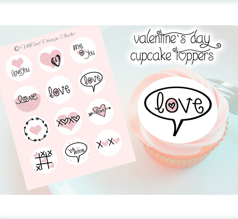 VALENTINE’S DAY LOVE Edible Frosting Sheet Image Cupcake Cookie Toppers!