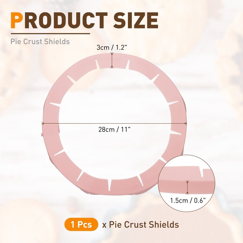 Adjustable Silicone Pie Crust Shields, Crust Edges Protectors, Pink gallery