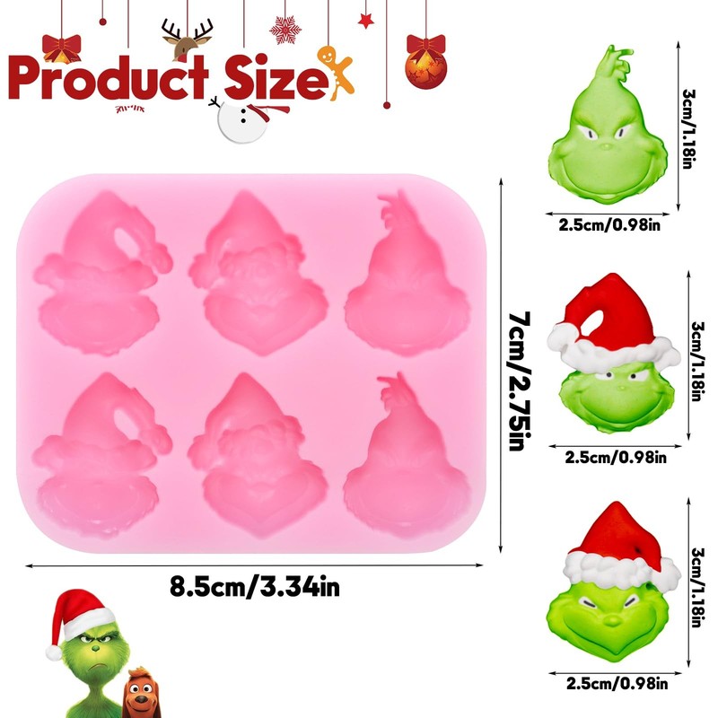 2 Pcs Christmas Chocolate Mold 3D Skull Designs DIY Pink Silicone Baking Mold... gallery