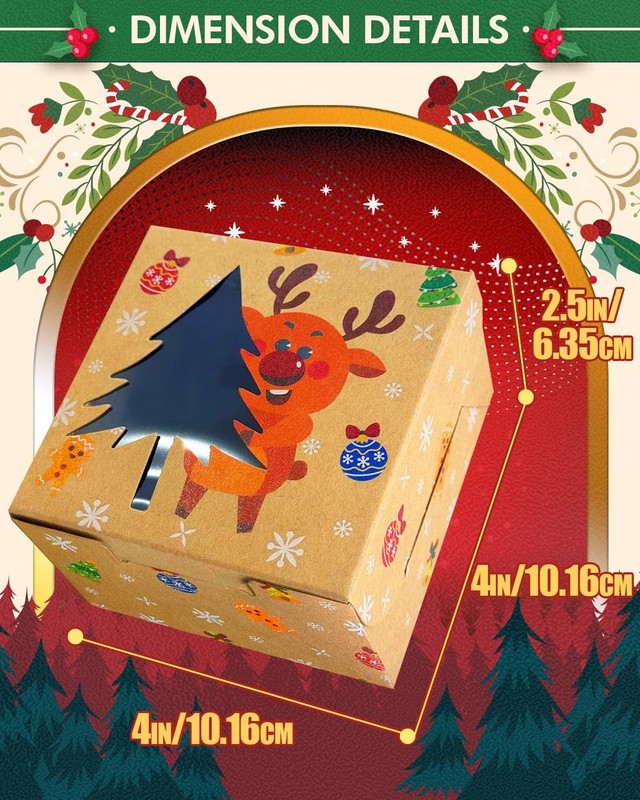 Christmas Shoes Bakery Boxes Window 60 PCS 4x4x2.5 Mini Cookie Small Pastry gallery