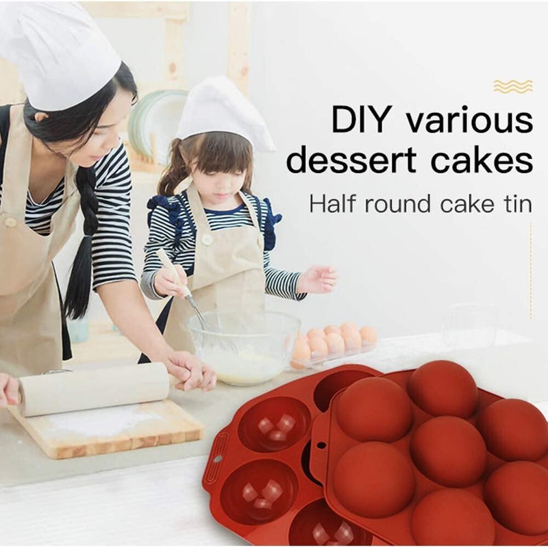 2 pcs Large 7-Cavity Semi Sphere Silicone Mold, Baking Mold for Making Hot gallery