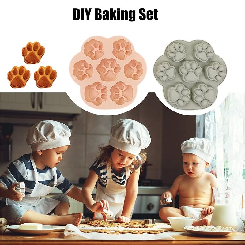 2 Pcs Silicone Puppy Paw Molds, Silicone Pet Dog Cat Paw Mold Ice Cube Chocol... gallery