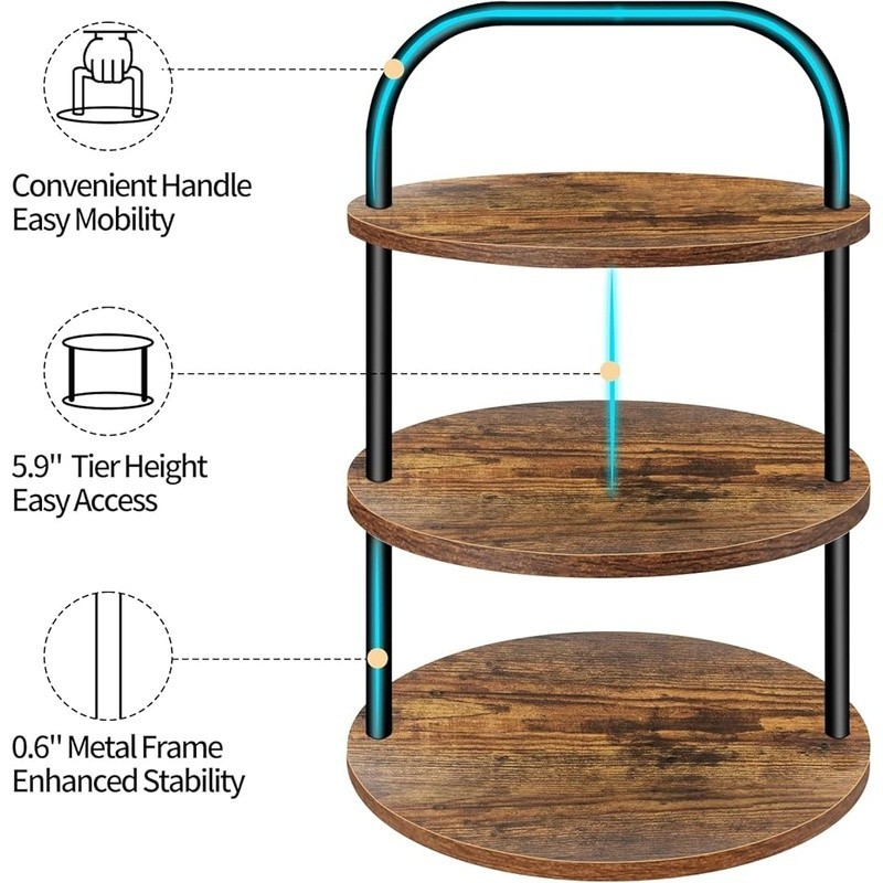 Rustic Tiered Dessert Stand Set Non-Stick Display Weddings Parties Events New gallery