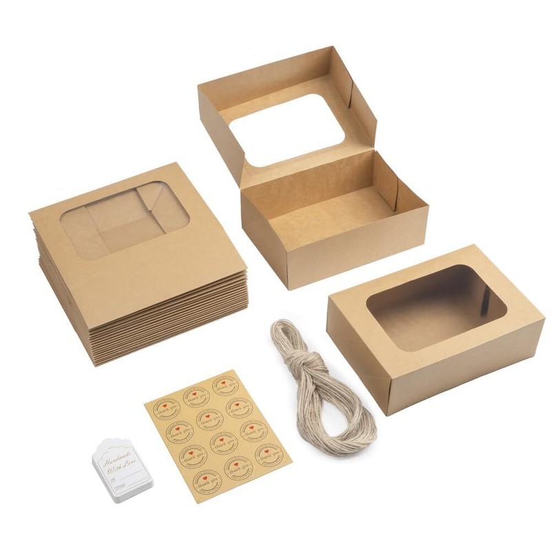 24 Pcs Cookie Boxes With Window For Paper Gift Giving Brown Bakery Cupcake Boxes gallery