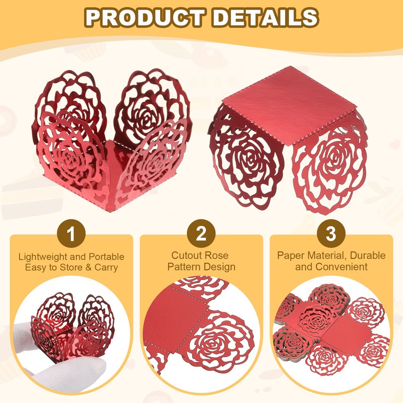 25PCS 4 Inch Truffle Wrappers for Wedding Birthday, Red gallery