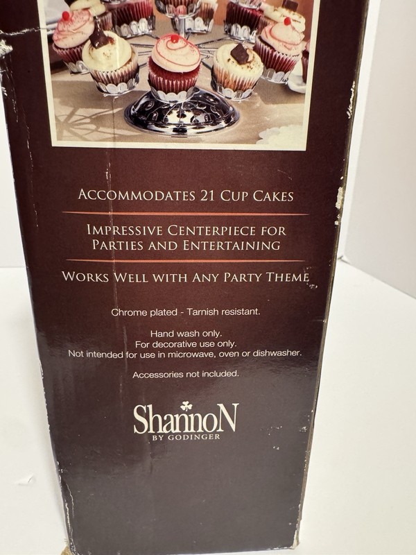 Shannon By Godinger Revolving Four Tier Chrome Cupcake Stand Vintage gallery