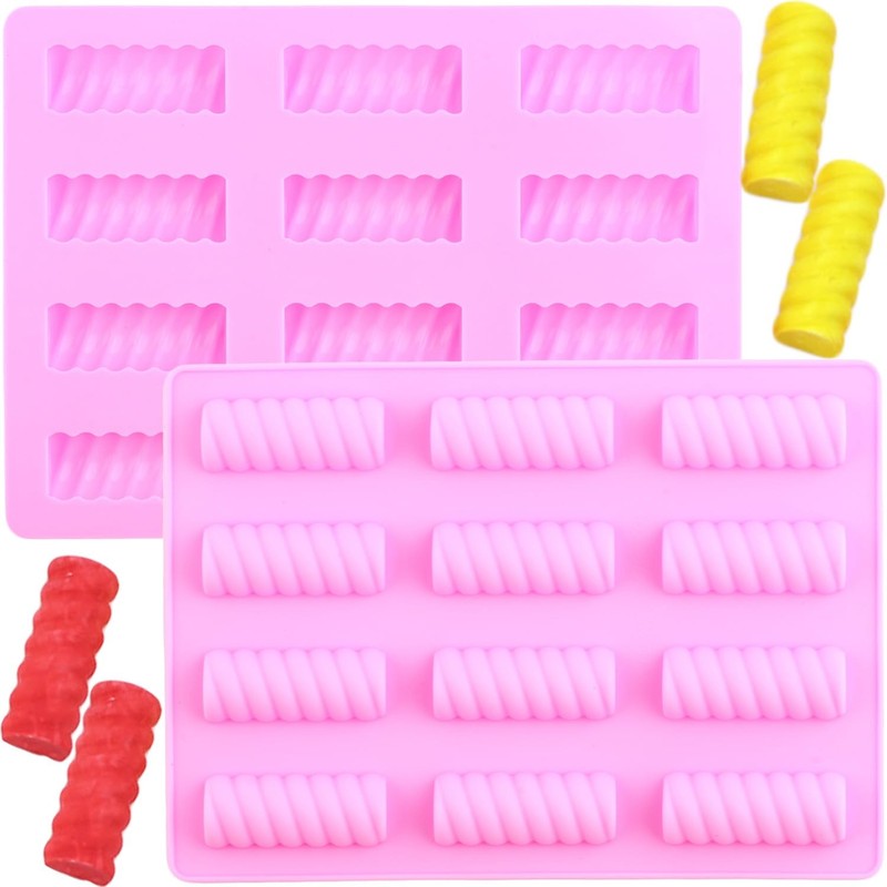 12 Cavity Spiral Twist Silicone Candy Molds Set Of 2