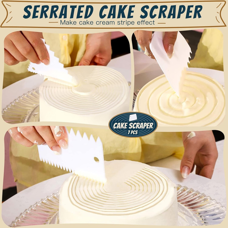 Teenitor Cake Scraper Cake Smoother, 7 Pcs Dough Scraper Bowl Scraper Cake Cutte gallery