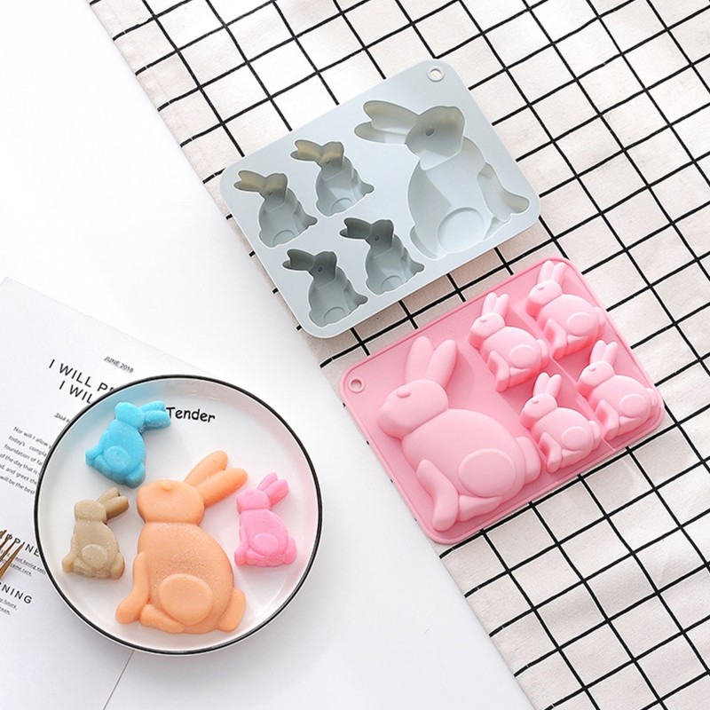 5 Cacities Silicone Rabbit Mousse Moulds Fondant Mould Chocolates Molds 2 Colors gallery