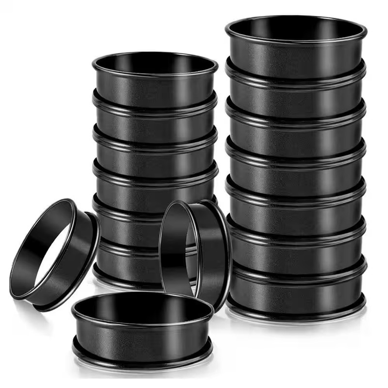 16-Pack Nonstick Stainless Steel Double Rolled Tart Rings, 4 Inch & 3.3 Inch Eng