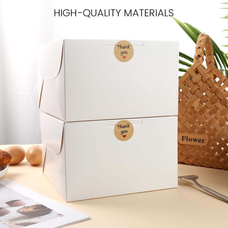 White Bakery Cake Pastry Box Container With Window 12 PCS Fits 8x8x5 Inch gallery