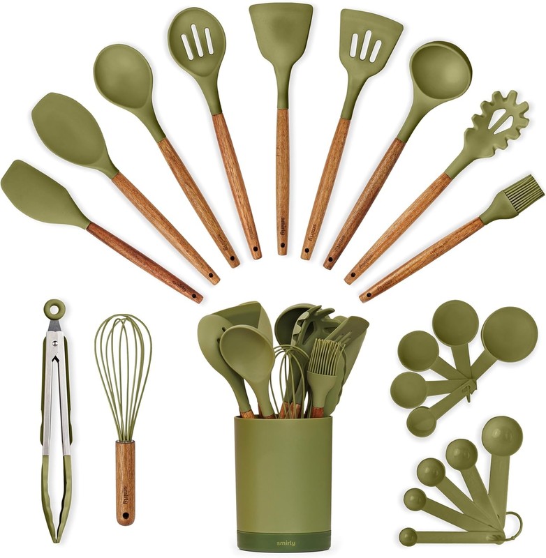 Silicone Kitchen Utensils Set & Holder: Cooking Utensils Set – Kitchen