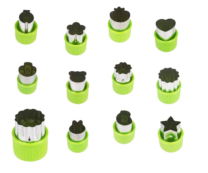 Creative Baking Set for 12-Piece Cookie Cutters with Ergonomic Handles, Green