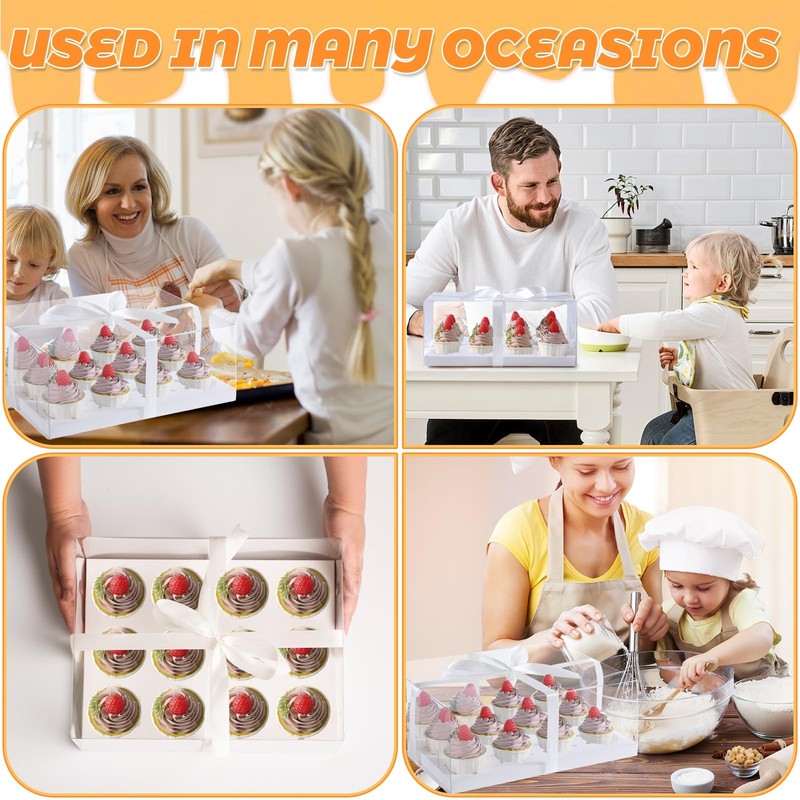 8 Pack Clear Cupcake Boxes,5.5inches height 12 Counts Cupcake Containers with... gallery