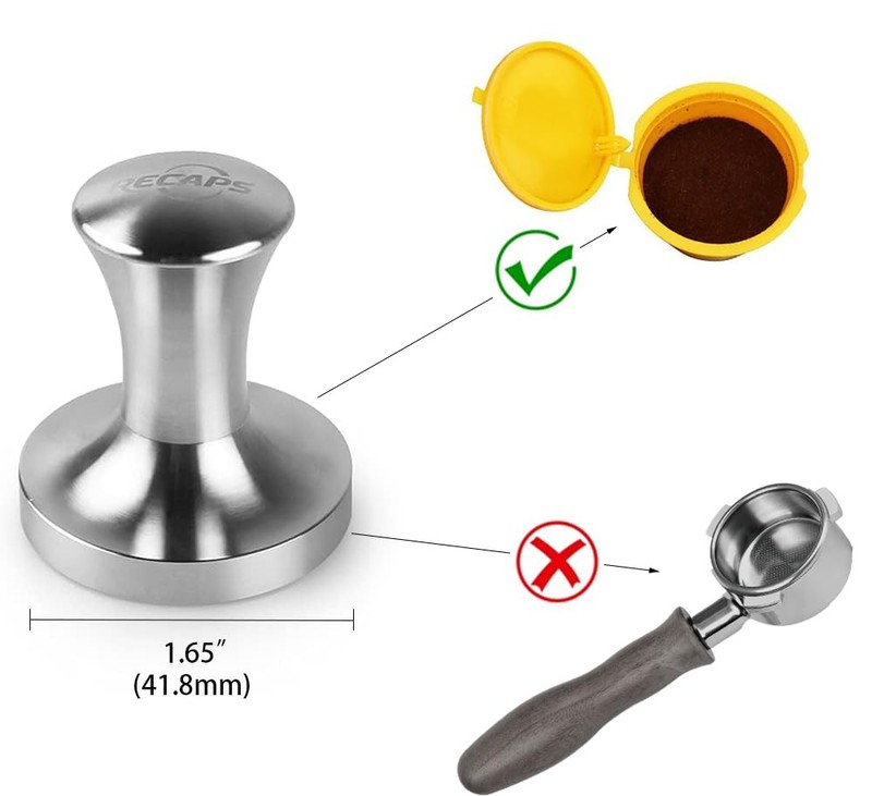 RECAPS Stainless Steel Espresso Coffee Tamper Filling 50mm*21mm*41mm, Silver gallery