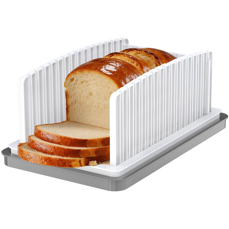 Bread Slicer for Homemade Bread: Adjustable Bread Slicer with Crumb Tray – Ev…