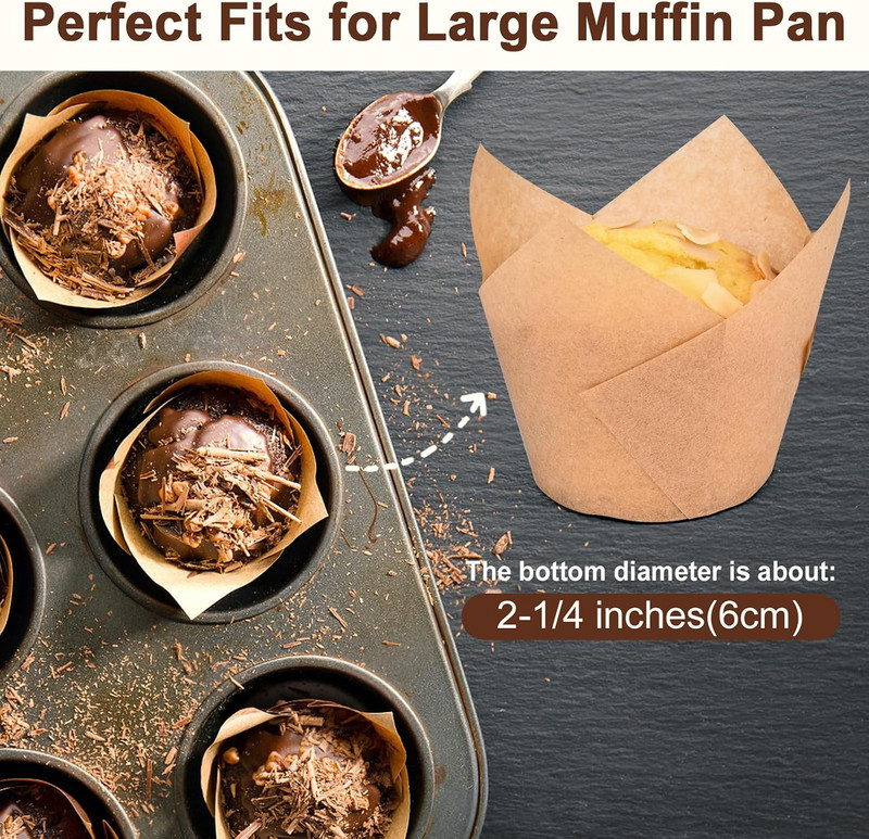 100Pcs Extra Large Size Tulip Cupcake Liners for Baking Cups, Food Grade gallery