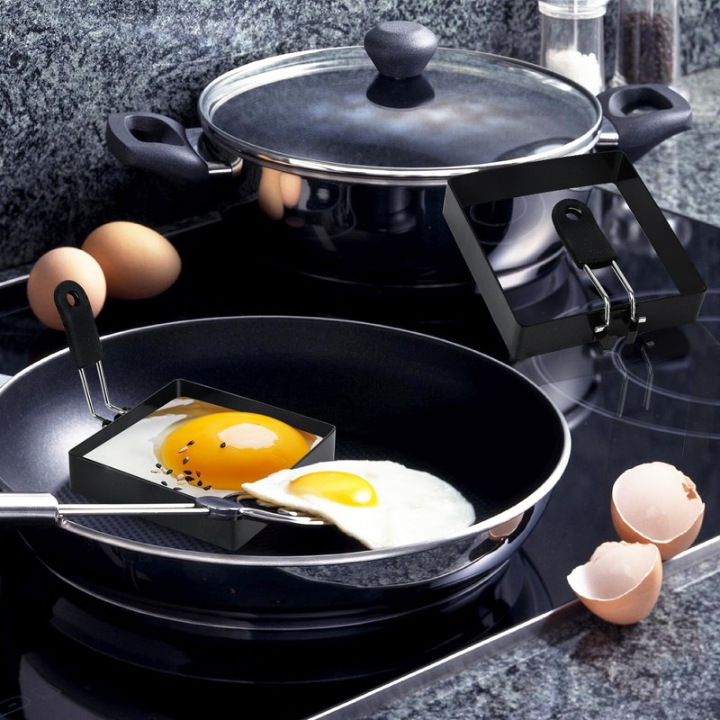 2-Pack Square Egg Rings, 4-Inch, Non-Stick, Stainless Steel for Frying Eggs gallery