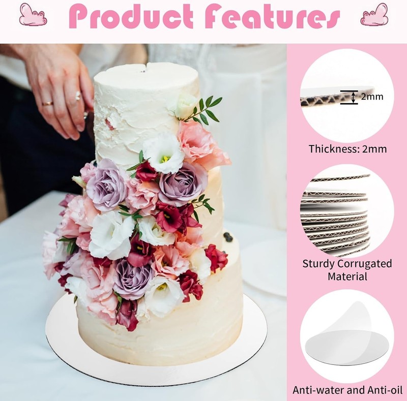 12 Pcs White Cake Boards - 8 inch Round, Food-Graded Cardboard Cake Rounds - ... gallery
