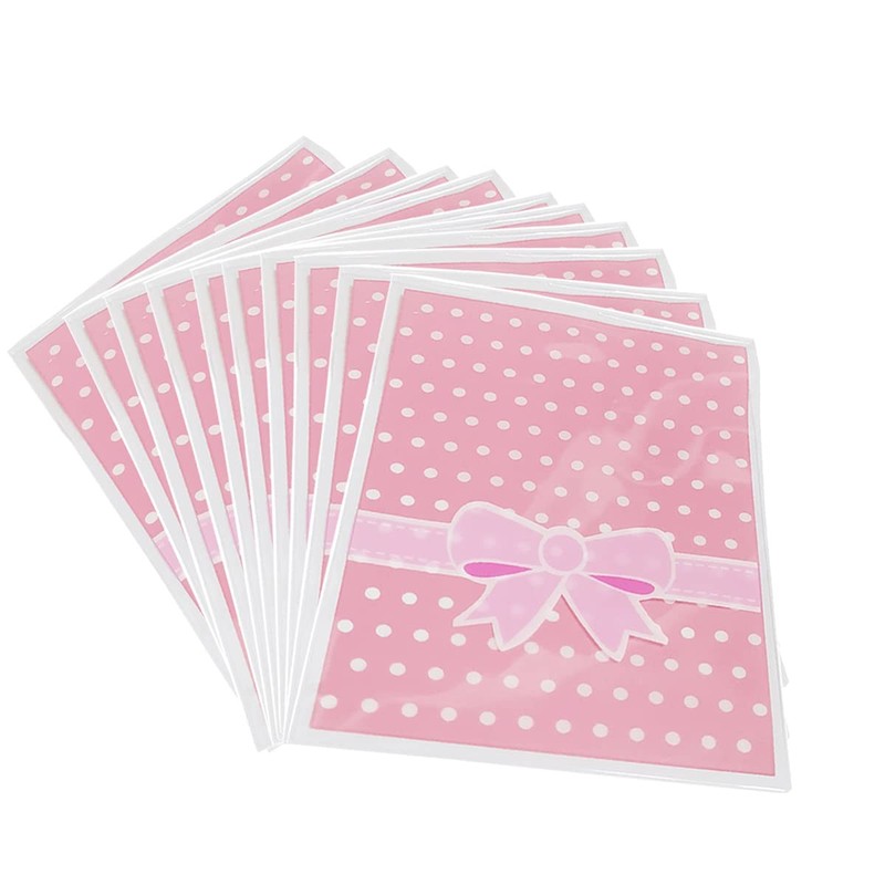 Self Sealing Bowknot Pattern Candy Bags 300 PCS Pink Cookie Self Adhesive gallery