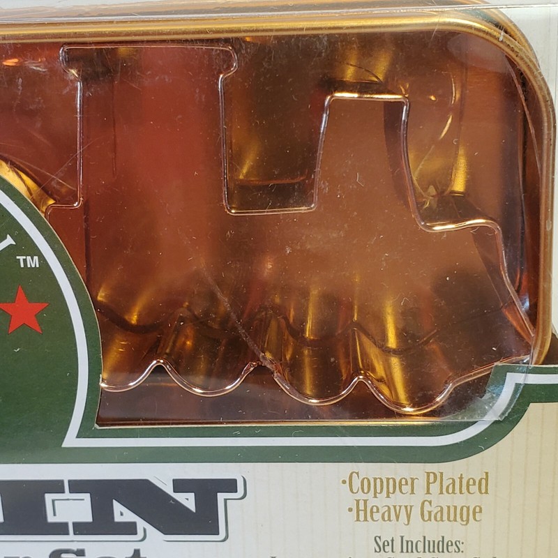 Chew Chew Train Cookie Cutter Set Cooper Plated Locomotive Coal Car Caboose VTG gallery