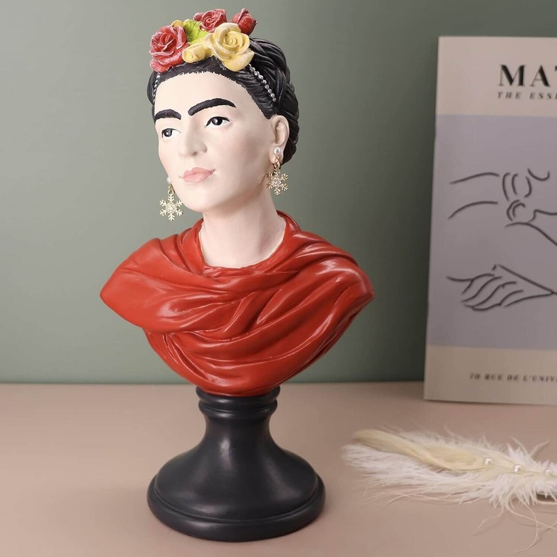 12 in Frida Kahlo Bust Resin, plaster, soap, beeswax candle mold