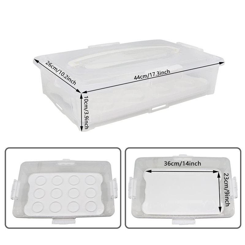 Plastic Cake and Cupcake Carrier Holder For 12 Cupcakes White Portable Bin gallery