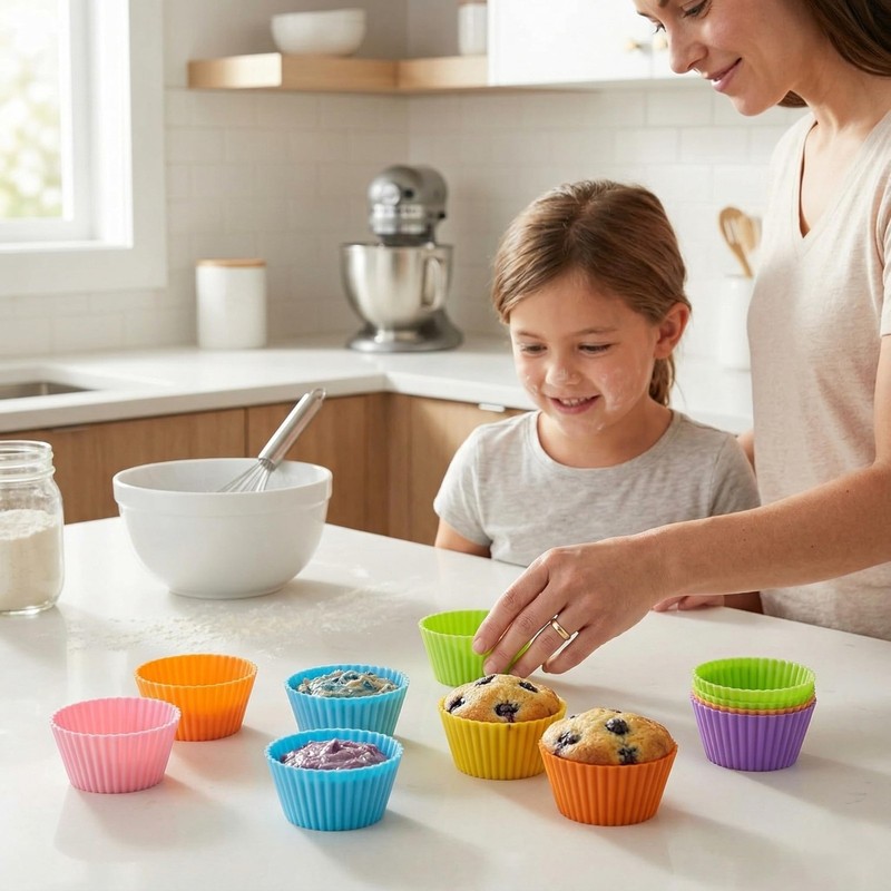 BakeBaking Mini Muffin Pan - Reusable Silicone Cupcake Molds 2in 24 Pack - Sm... gallery