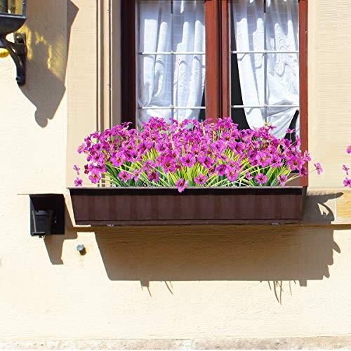 JEMONG 20 Bundles Artificial Flowers Outdoor UV Resistant Fake 20Bundles Purple gallery