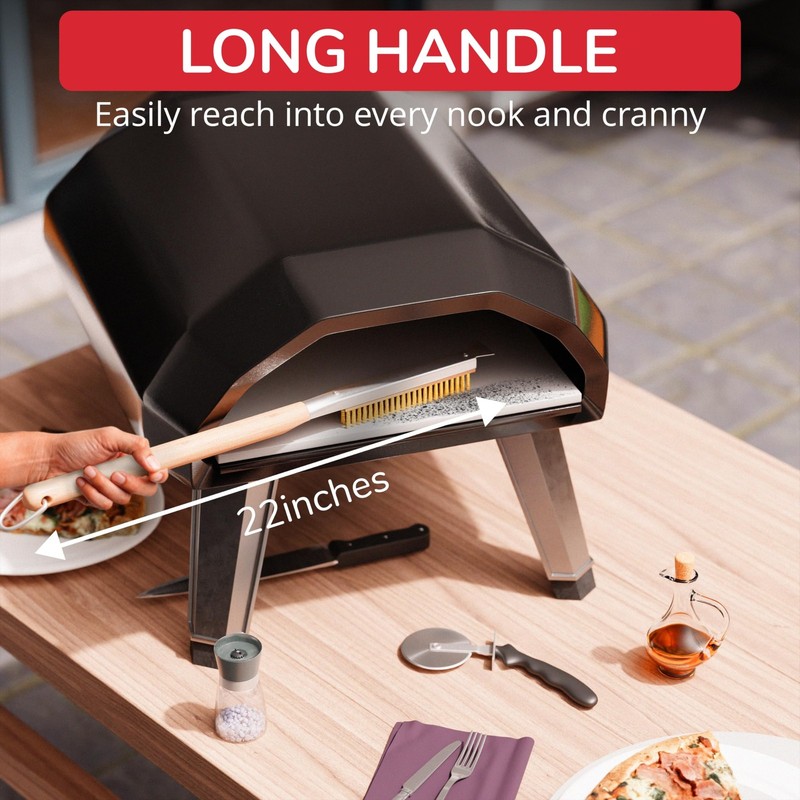 22” Pizza Oven Brush with Stone Scraper - Heat Resistant Stainless Steel Bris... gallery