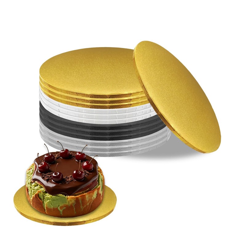 12 Pcs 10 Inch Cake Drums – 1/4 Inch Thick Cake Boards Round, Include 4 Color…